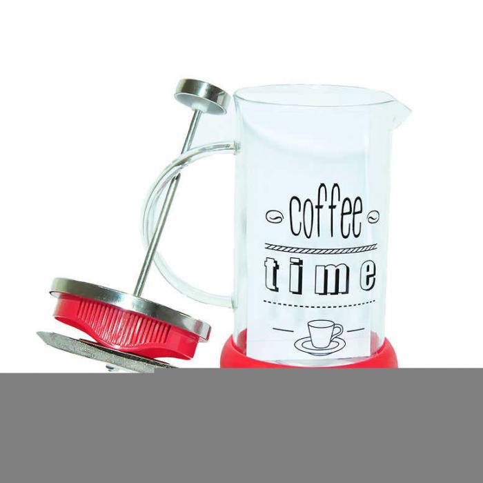 French Press Bitki Çayı Demliği Kırmızı 600ML