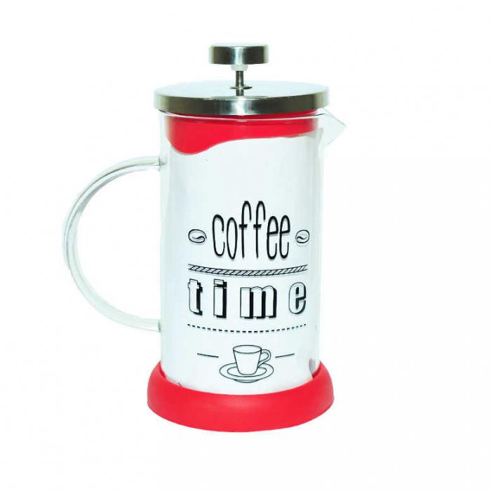 French Press Bitki Çayı Demliği Kırmızı 600ML