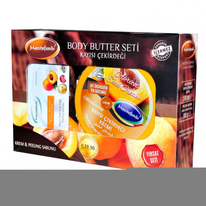 Kayısı Çekirdeği Yağlı Vücut Bakım Seti - Krem & Peeling Sabunu